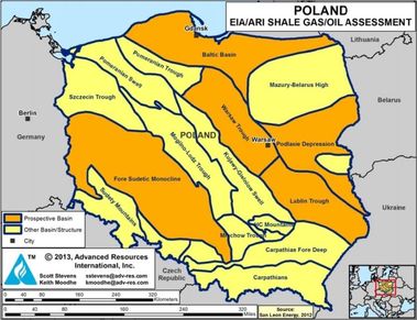 Obrzek 11 – Loiska bidlicovho plynu v Polsku