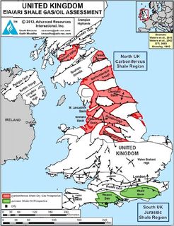 Obrzek 13 – Hlavn oblasti s vskytem bidlicovho plynu v UK