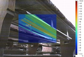 Povrchov teploty panelu FRICO HS zachycen infrakamerou