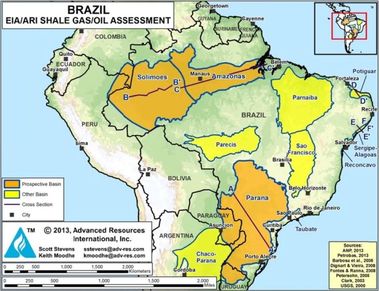 Obrázek 14 – Ložiska břidlicového plynu v Brazílii