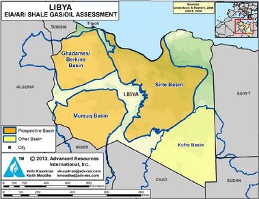 Obrázek 7 – Ložiska břidlicového plynu v Lybii