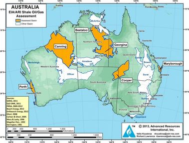 Obrázek 4 – Ložiska břidlicového plynu v Austrálii