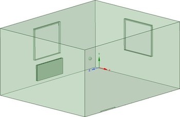 Obr. 2 Řešená místnost: varianta č. 3 [2]. Fig. 2 Solved room: variant nr. 3 [2]