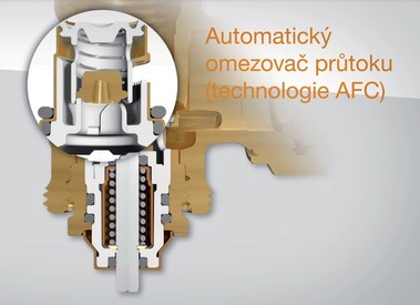 obr. 2 Termostatický ventil Eclipse s automatickou regulací průtoku technologií AFC