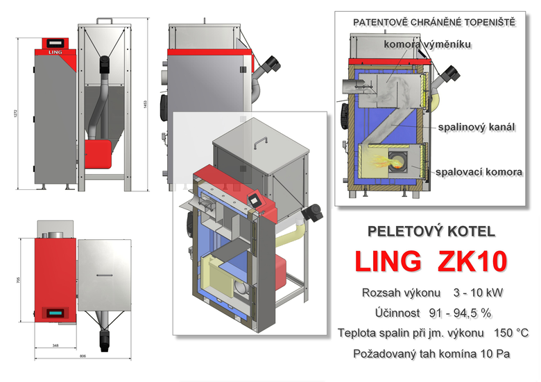 Peletový kotel LING ZK 10 kompaktní řešení pro topení dřevní peletou