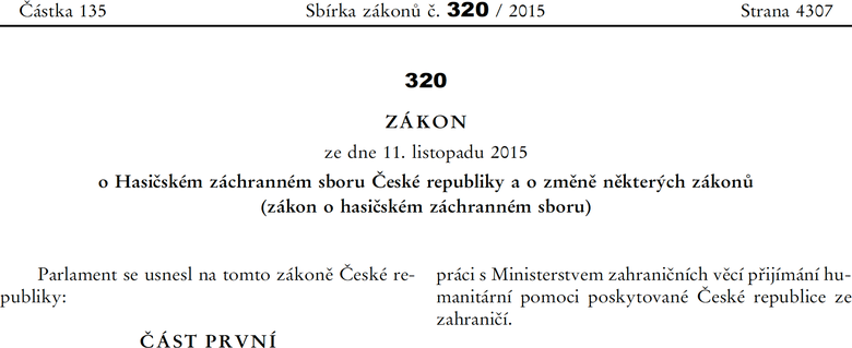 Obr. Základní ustanovení jsou v Zákoně č. 320/2015 Sb.