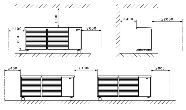 Odstupové vzdálenosti venkovní jednotky Belaria® pro (40,50)